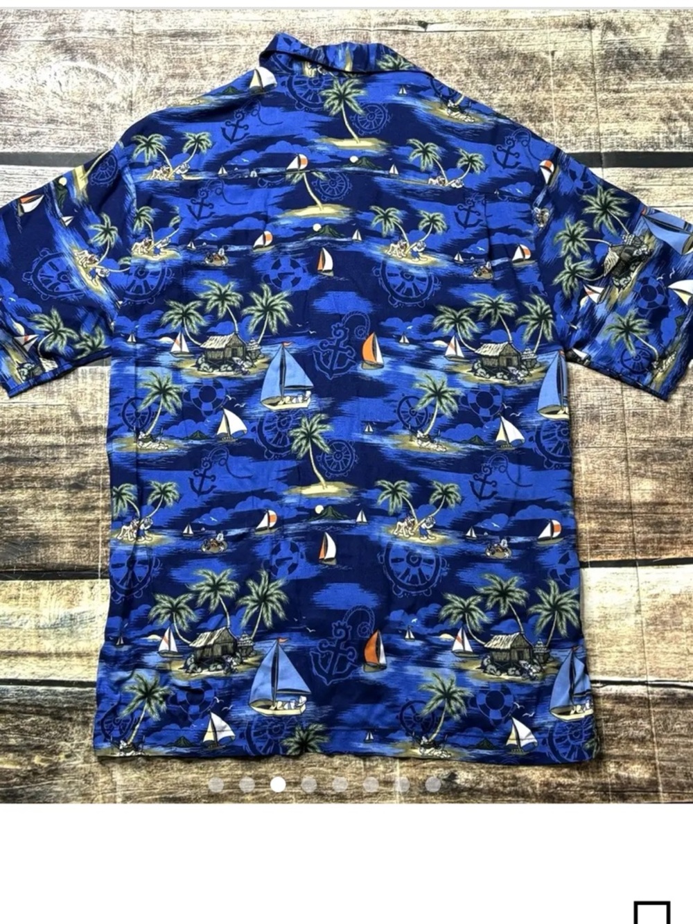 Walt Disney World Hawaiian Button-Down Shirt Mickey, Donald sailing